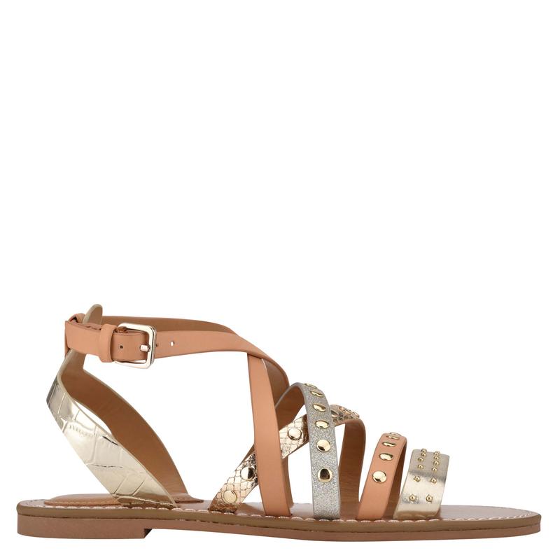 Cane Flat Studded Sandals - Nine West Clearance